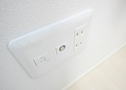 Internet LAN outlet, Coaxial cable outlet for TV for each room.