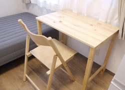 Foldable desk and chair.