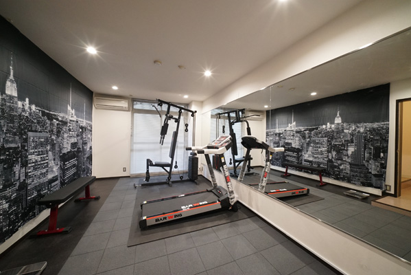 This house has a free gym with a chest press and road runners.